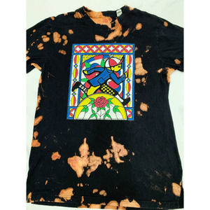 VTG Style Tie Dye Black Short Sleeve Graphic Tee Size M